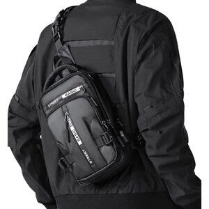 💫 Men Black Strap Motorcycle Sling Hiking Walking Biking Travel Shoulder Bag